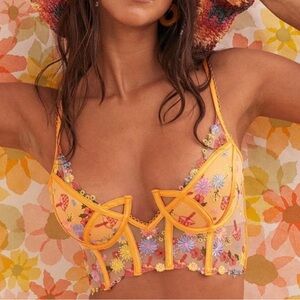 New For Love And Lemons meadows  Floral bustier bra corset Top 34B